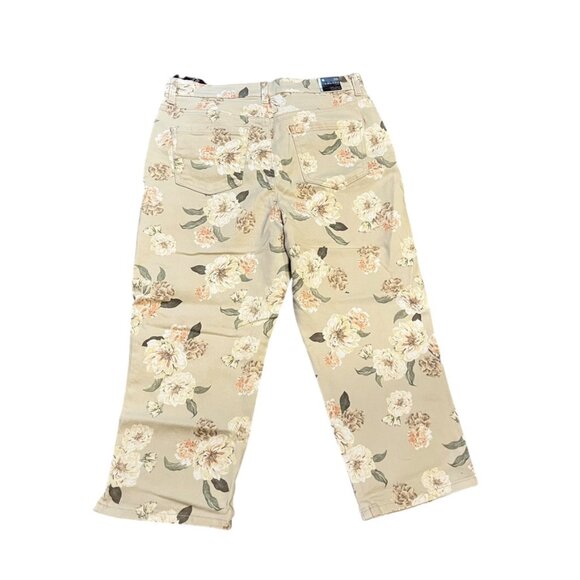 (25123) NWT Gloria Vanderbilt "Amanda" Capris Women's Size 10 Cream Flowers NEW - Picture 1 of 4